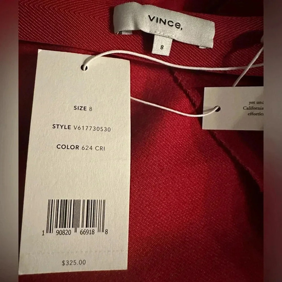 Vince NWT Women's Red Asymmetrical Drape Side Zip A Line Skirt Size 8 - Picture 9 of 11